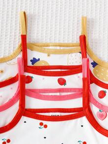 SHEIN Vintaside Kids 8 Stück/Pack Baby Mädchen Kleinkind/Neugeborene 0-3 Jahre Frühling/Sommer Lässig Süß Gestreift Strick Trägerhemd und Shorts Set, Alltags Tragen - Verschiedenfarbig - Übersicht 7