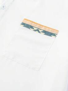 EGENSIO Men's Summer Casual Vacation & Commute Contrast Geo Binding Short Sleeve Shirt - Apricot - View 8