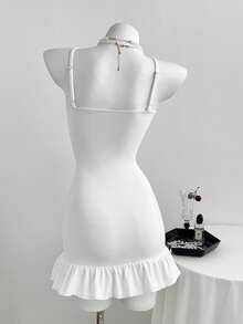 Elamini 女士性感浪漫蕾丝拼接白色连衣裙 - 白色 - 查看 2