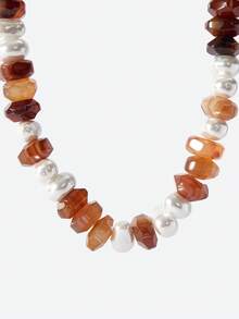Opalesca Dây chuyền hạt cườm cho nữ, ngọc trai/pha lê, mạ vàng 18K, thích hợp cho mùa hè/bãi biển/lễ hội/tiệc tùng/kỳ nghỉ/du lịch, lễ đính hôn/đám cưới/lời hứa, dành cho mẹ/phụ nữ/bé gái/người mẹ. - Nhiều màu - Xem 2