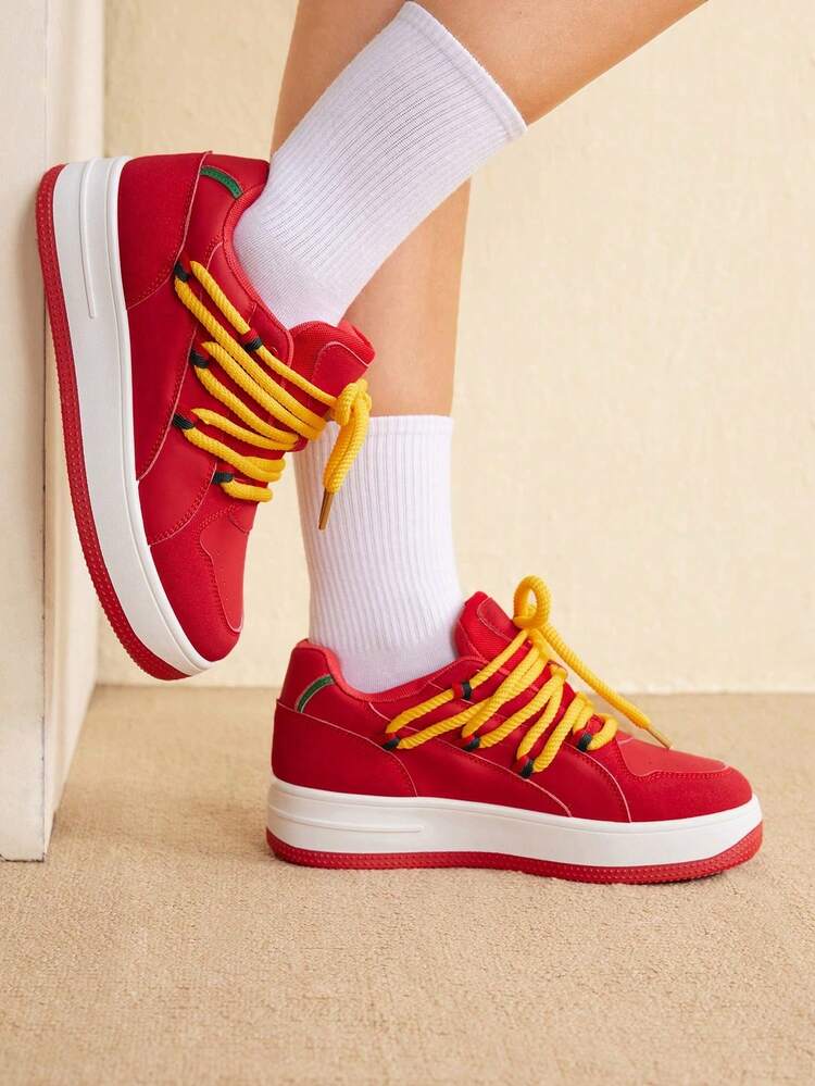 CUCCOO EASI Fashionable Platform Lace-Up Casual Shoes For Women With Waterproof Toe, Autumn & Spring For New Year Holiday Vibe Fall And Winter Tainers