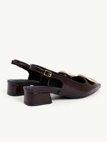 CUCCOO CHICEST Women Shoes Women's Pointed Buckle Design Everyday Versatile Low Heel Shoes - Coffee Brown - View 10