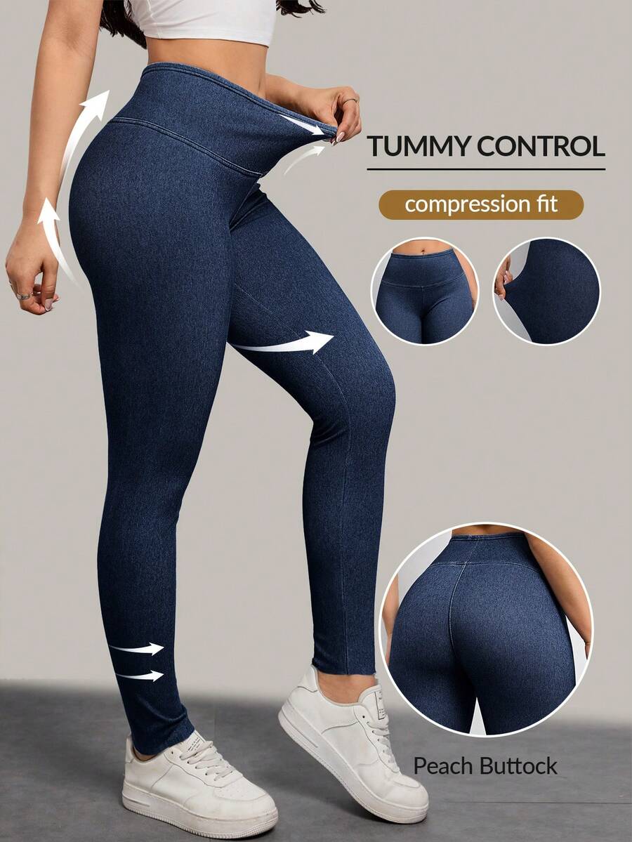 SHEIN PETITE Women's High Waist Slim Fit Versatile Daily Wear Jeans - Dark Wash - View 1