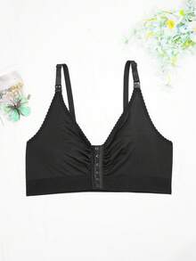 Moonlight&Mama Áo ngực cho bà bầu và cho con bú kiểu dáng tối giản, màu trơn, cài phía trước, thoải mái, giá cả phải chăng, chất lượng cao, bán theo gói, cỡ lớn. - màu đen - Xem 4