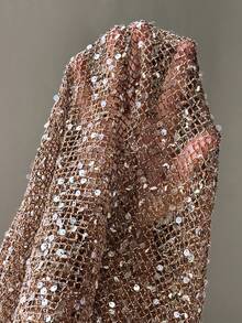 TRNVIE 女士青铜色亮片串珠弹力腰宽松网纱透视休闲度假沙滩阔腿裤，适合海滩度假、波西米亚风休闲派对 - 棕色 - 查看 7