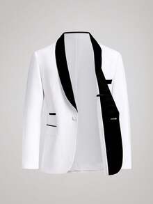 Officeau 男士新郎婚礼西装套装 高品质礼服外套 西裤马甲 男士三件套 正式修身燕尾服 舞会西装 商务社交 正式燕尾服 舞会西装 工作办公西装 - 白色 - 查看 4