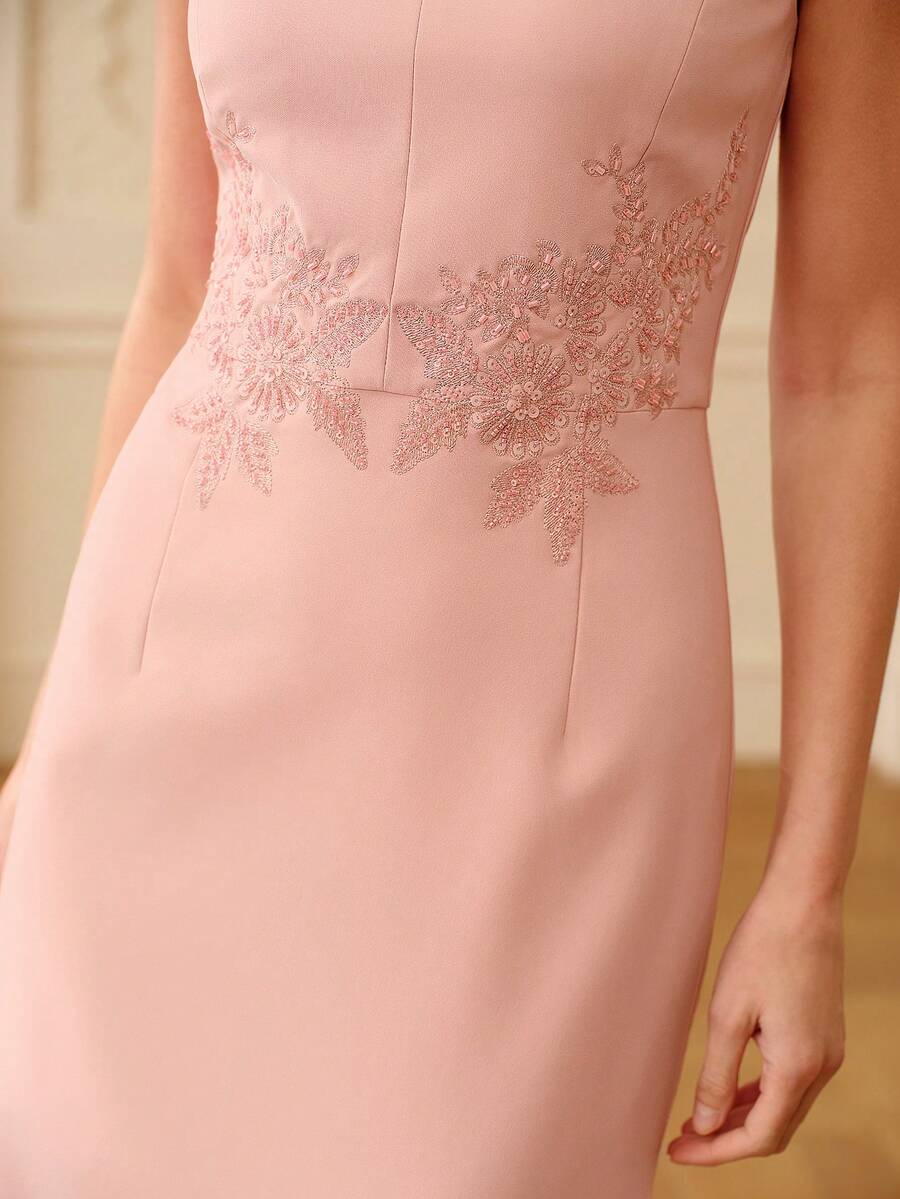 ZEYLAH 优雅修身连衣裙，无袖，春夏款 - 藕粉色 - 查看 1