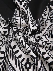 Franclia 女士休闲印花短袖衬衫，春夏无袖衬衫，黑白上衣，黑白衬衫，黑白女式衬衫 - 彩色 - 查看 3