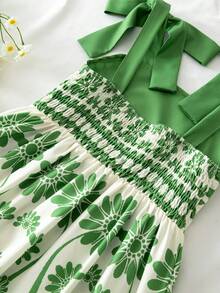 Vestido casual de tirantes con estampado floral para niña preadolescente - Verde - Ver 5