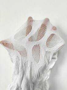 Sirith Đầm lưới trắng khoét eo gợi cảm không tay hở lưng dành cho nữ, mẫu mới, thích hợp cho mùa xuân/hè. - trắng - Xem 5