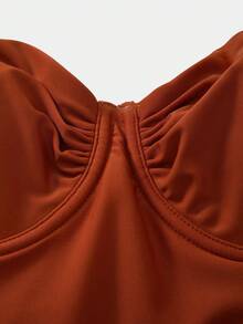 Swim Oasis Women's Beach Vacation Jumpsuit & Cover-Up Skirt Set - Brown - View 5