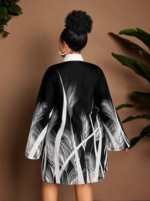 Maweii 大码女式新款度假休闲外出连衣裙，撞色印花高端百搭连衣裙，适合节日庆典和日常通勤。 - 彩色 - 查看 4