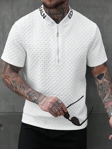 SLATEMANN Áo thun nam phong cách retro, thích hợp mặc hàng ngày và đi chơi, món quà tuyệt vời cho gia đình và bạn bè. Áo polo có khóa kéo màu trắng, áo polo nam, áo thun nam kiểu dáng thường ngày, áo polo nam có họa tiết, phong cách cổ điển, thích hợp cho sinh hoạt hàng ngày, những chuyến đi cuối tuần, hoạt động ngoài trời, du lịch, môi trường làm việc thoải mái hoặc các dịp bán trang trọng, quà tặng cho bạn trai/chồng, quà kỷ niệm/sinh nhật, tiệc tùng, kỳ nghỉ hè, đám cưới, từ xuân sang hè, lễ hội Mardi Gras. Áo polo nam tay ngắn màu trắng có họa tiết dập nổi, khóa kéo ¼, kiểu dáng thường ngày. - trắng - Xem 4