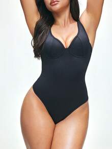SHAPORA 1 bộ áo tắm liền thân màu đen kèm áo ngực có gọng nâng đỡ vòng một. - màu đen - Xem 4