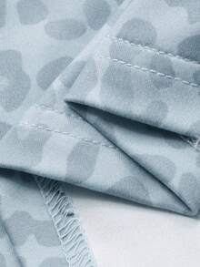 DAZY Áo thun ngắn tay cổ tròn họa tiết da báo dành cho bé gái tuổi teen mùa hè - Màu xanh lam - Xem 3