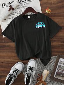 Streecool Kids' Casual And Creative T-Shirt With Digital, Cartoon, And Lightning Bolt Designs. Comfortable Short-Sleeved Basic T-Shirt For Spring, Summer, And Fall. Size 5T. - 紅色和黑色 - 查看 2