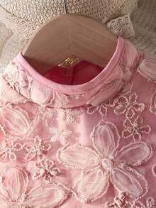 Elladie kids Young Girl' Solid Color Sleeveless Crew Neck Ruffle Hem Elegant Summer Dress - Pink - View 3