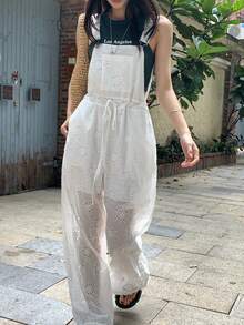 DAZY 女士蕾丝纹理腰带连体裤，度假风 - 白色 - 查看 6