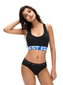 3件套女士时尚字母印花文胸 - 彩色 - 查看 4