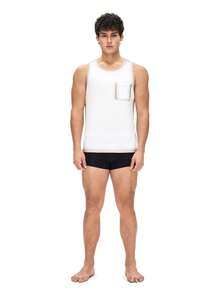 Men's REST ERA Vintage Art Gradient Dye Effect Placement Print Sleeveless Loungewear Tank Top - Apricot - View 4