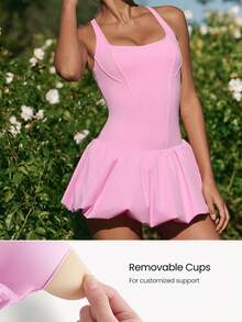 GLOWMODE Đầm Made To Love với mút ngực có thể tháo rời, cổ vuông, thiết kế lưng chéo, dây đeo có thể điều chỉnh, cạp thấp, gấu đầm phồng, kiểu corset, thích hợp mặc hàng ngày. - Hồng - Xem 4