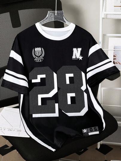 1件装青少年男童印花圆领T恤，独特设计，舒适面料，适合多种场合和季节穿着。