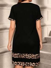 EMERY ROSE Vestido casual de mujer con estampado de oso de dibujos animados, cuello redondo y manga corta - Multicolor - Ver 2