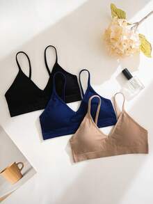 SHEIN Bộ 3 áo ngực nữ không đường may, không gọng, kiểu dáng thường ngày. - Nhiều màu - Xem 6