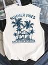 Manfinity Joysei Men's Round Neck Letter & Coconut Tree Print Casual Versatile Top, Suitable For Leisure, Vacation And Outdoor Men's Tank Tops Vacation Vacay Vibes Men Summer Graphic Tees