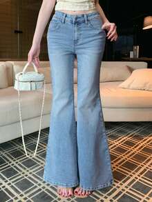 DAZY Women's Flare Jeans, Casual Sexy Denim Pants Y2k - Light Wash - View 4