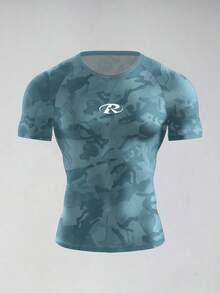 GymBeat Herren Slim Fit Kurzarm Sport T-Shirt mit Allover-Muster, Sommer, Gym - Verschiedenfarbig - Übersicht 4