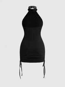 ROMWE 派对及音乐节紧身露背迷你连衣裙 - 黑色 - 查看 2