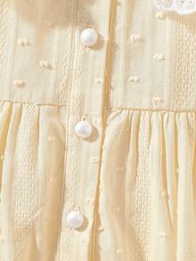 Đầm cotton mỏng không tay, thanh lịch, cổ bèo thêu họa tiết cho bé gái, chất liệu jacquard, thích hợp mặc hàng ngày và dự tiệc, dành cho bé từ 0-1 tuổi, hàng mới về mùa xuân/hè. - Màu be - Xem 6