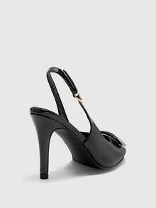 CUCCOO BIZCHIC Talons hauts à bride arrière pointus, sandales à talons aiguilles pour femmes, chaussures fines, tenue extérieure élégante et à la mode, boutons brillants, chaussures de travail quotidiennes, talons hauts pointus  enrobé bordeaux, chaussures à talons aiguilles à bride arrière, chaussures de printemps - Noir - Voir 9