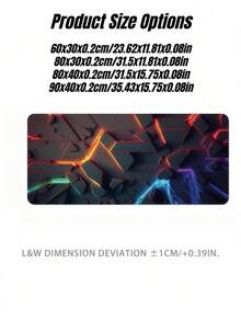 SHEIN Tấm lót chuột chơi game 3D có đường kẻ - Đế cao su chống trượt, tấm lót bàn nhiều màu sắc phù hợp cho game thủ và văn phòng, tấm lót bàn phím lớn cho mùa tựu trường. - Công nghệ đầy màu sắc - Xem 12