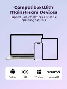 Teckwe 无线耳机，带RGB灯光、降噪功能，轻巧耐用，音质清晰，配备透明充电盒，适合户外通话。 - 均碼 - 查看 10