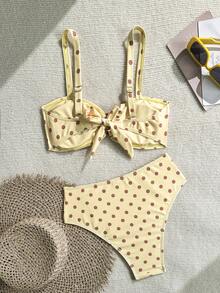 Swim Mod Women's Tropical Print Two Pieces Bikini Set, Casual Holiday - Multicolor - View 3