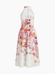 ZEYLAH FLORAL PRINT ZIPPER DRESS - Multicolor - View 3
