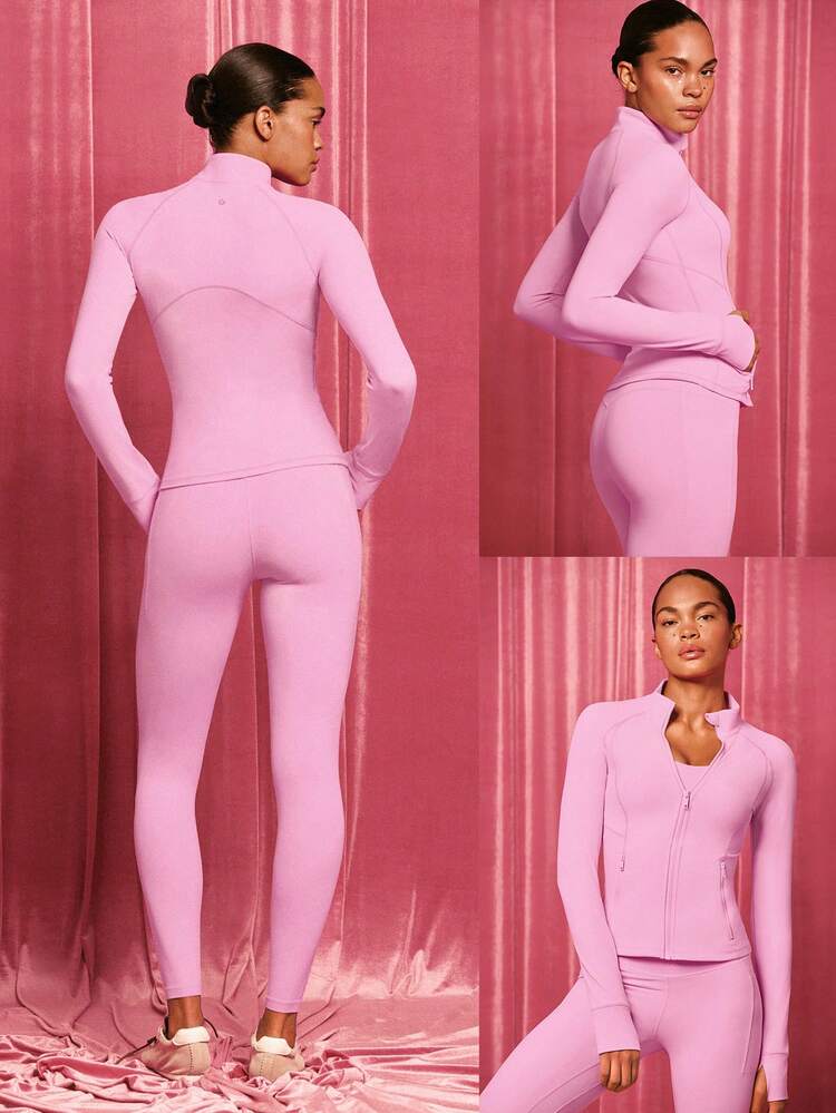 FeatherFit™ Slim-It Streamline Performance Secure Pockets Zip Up Long Sleeve Jacket Low Impact Yoga Pilates Daily Fall