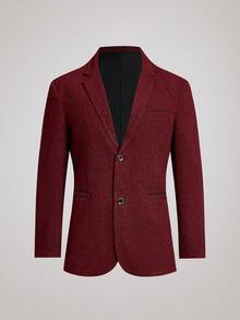 Officeau Men's Fashionable Shiny Spiked Collar Suit Jacket - Red - View 1