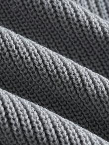 ROMWE MEN Men's Crew Neck Distressed Dark Wing Print Knit Sweater - Grey - View 3