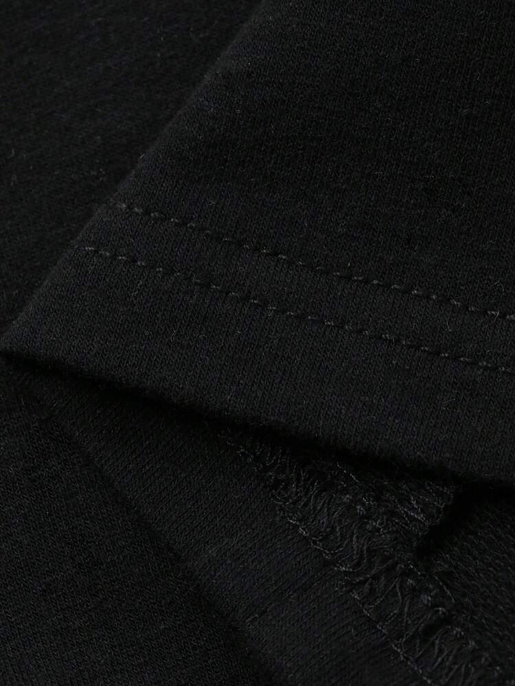 Men's Black Elastic Waist Long Pants, Spring/Summer