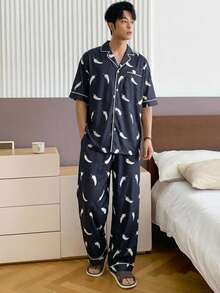 DAZY Multi-Color Short Sleeve Top And Pants Men's Loungewear Set, Spring/Summer - Multicolor - View 5