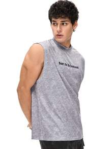 Áo mặc nhà nam, kiểu dáng thông thường, họa tiết giả bông tuyết, in hình tiếng Anh. - Màu Xám nhạt - Xem 3