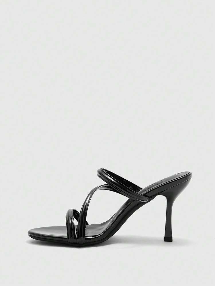 CUCCOO BIZCHIC Women Shoes Spring And Summer New Black Round Toe Thin High Heel Thin Strip Women's High Heel Sandals Fashionable And Comfortable Versatile Commuter Women's Sandals Women's Shoes