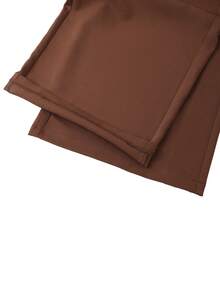 GlowEve CURVE Plus Size Women's Solid Color Pocket Pleated Casual Pants Elastic Waist Pants Loose Pants Pleated Pants Brown Pants High Waist Pants Wide Leg Pants Brown Bottoms Brown Wide Leg Pants - Coffee Brown - View 6