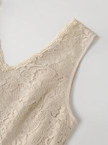 Đầm dài không tay bằng chiffon, thanh lịch, ngọt ngào, phối ren và bèo nhún, thích hợp cho đám cưới, dạ hội, sinh nhật, tiệc tùng, mọi mùa. - Màu be - Xem 6