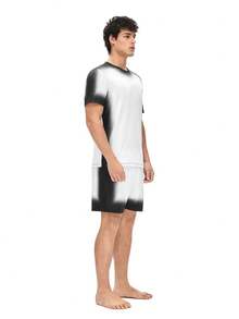 Áo ngủ nam, dáng regular fit, họa tiết giả da ngựa vằn, chữ tiếng Anh, đồ mặc nhà. - trắng - Xem 4