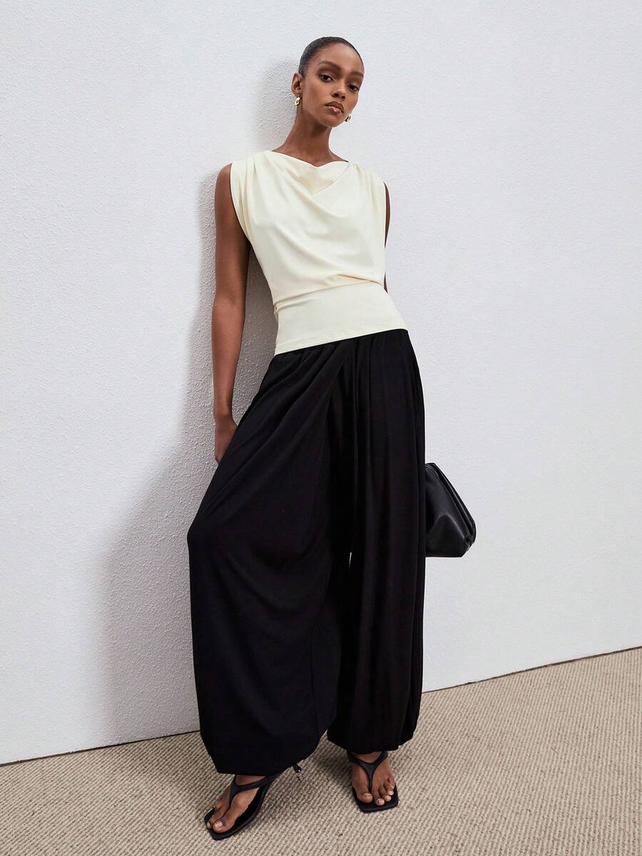 ATUI Studio Áo dự tiệc hở lưng màu trơn thanh lịch dành cho nữ - Màu be - Xem 1