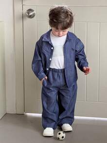 DAZY 男童韩版宽松牛仔套装，夏季 - 藍色 - 查看 5